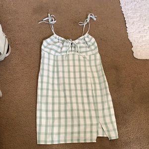 Princess Polly light green and white plaid dress